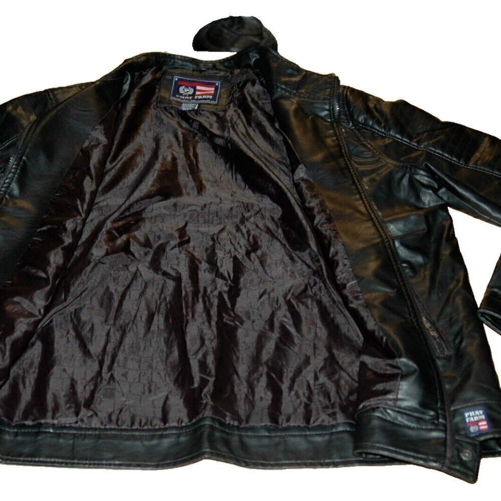 Phat Farm Men's Jacket Size L Black Moto Biker Racing